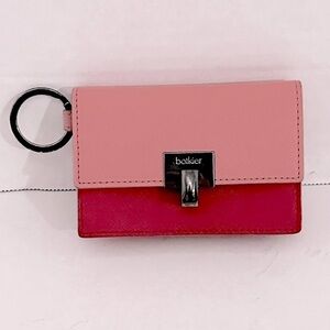 Botkier Two-Tone Pink and Red Keychain cardholder Wallet EUC